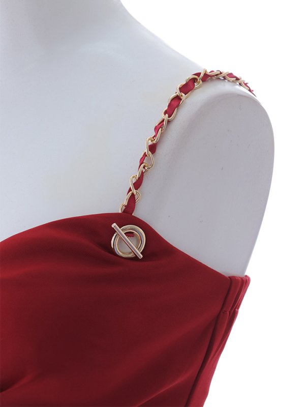 画像29: 【送料無料！】キャミソールドレス/チェーン/タック/ノースリーブ/谷間見せ/背中隠し/ミニドレス/キャバドレス【XS-Mサイズ/3カラー】[OF03] 【YN】dzy