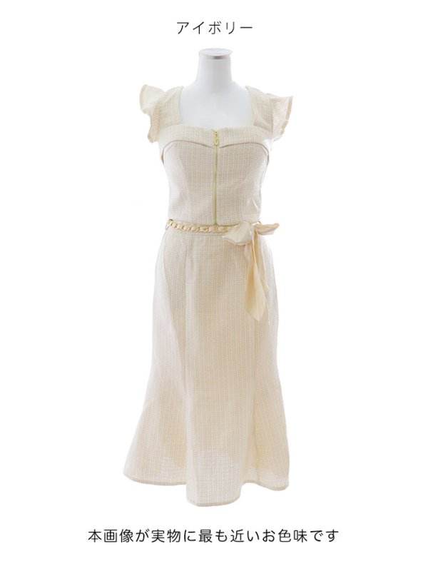 画像12: 【ウィンターセール！】SALE!ツイードセットアップドレス/スクエアネック/2ピース/ミディアムドレス/キャバドレス【S-Lサイズ/1カラー】[OF03] 【YN】dzw