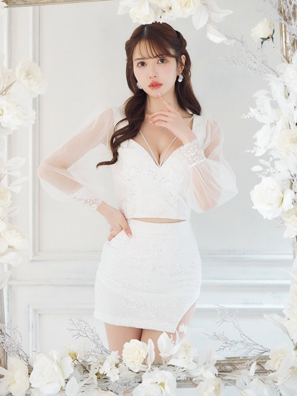 画像3: 【送料無料！】刺繍レースセットアップドレス/キャバドレス【XS-XLサイズ/1カラー】[OF03] 【YN】dzw