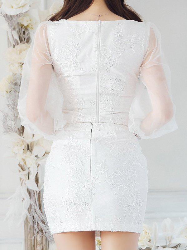 画像6: 【送料無料！】刺繍レースセットアップドレス/キャバドレス【XS-XLサイズ/1カラー】[OF03] 【YN】dzw