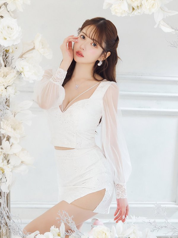 画像9: 【送料無料！】刺繍レースセットアップドレス/キャバドレス【XS-XLサイズ/1カラー】[OF03] 【YN】dzw