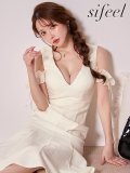 【sifeel/シフィール】Ｖネックフリルオープンショルダーワンピースドレス/キャバドレス【S-Lサイズ/1カラー】[OF03] 【YN】