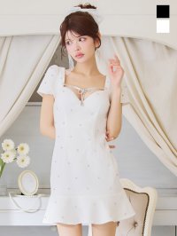 送料無料！ビジューリボンマーメイドミニドレス/キャバドレス【XS-XLサイズ/2カラー】【一部予約商品/8月下旬発送予定】[OF03] 【YN】dzwoBF