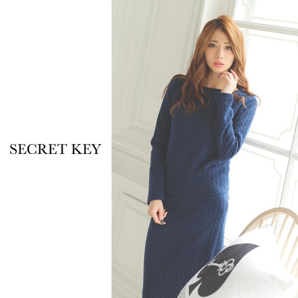 画像3: SALE！【ルームウェア：セットアップ】SALEヘリンボーンキルティングセットアップ（ロングスカート）・3サイズ[HC02]