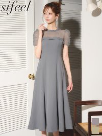 【sifeel/シフィール】シアーショルダーフレアワンピース/キャバドレス【S-Lサイズ/2カラー】[OF03] 【YN】dzwuLD