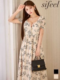 【sifeel/シフィール】フロントジップ花柄ラメワンピースドレス/キャバドレス【S-Mサイズ/2カラー】[OF03] 【YN】dzwLD