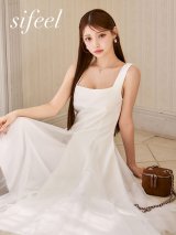 【sifeel/シフィール】スクエアネックチュールフレアミディアムドレス/キャバドレス【S-Lサイズ/1カラー】[OF03] 【YN】LD