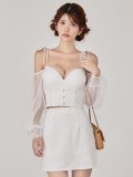 オフショルシアーロングスリーブセットアップミニドレス/キャバドレス【XS-Lサイズ/1カラー】[OF03] 【YN】dzwvBF