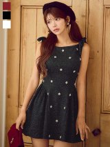 ショルダーリボンビジューフレアミニドレス/キャバドレス【XS-Mサイズ/3カラー】[OF03] 【YN】dzwvIA