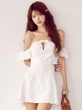 オフショルパフスリーブプリーツセットアップミニドレス/キャバドレス【XS-Lサイズ/1カラー】[OF03] 【YN】dzwvBF