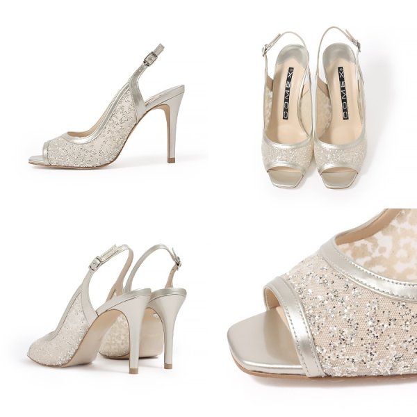 画像6: 【COMEX】 2color/ 10cmヒール/ バックベルト/ チュール/ ラメ/ ハイヒール/ オープントゥ/ サンダル[OF02]