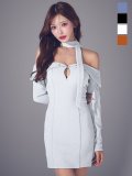 【即日発送】2WAYネックロングスリーブオフショルタイトミニドレス/キャバドレス【XS-Lサイズ/4カラー】[OF03] 【YN】dzcAG