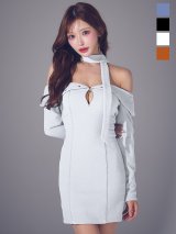 【即日発送】2WAYネックロングスリーブオフショルタイトミニドレス/キャバドレス【XS-Lサイズ/4カラー】[OF03] 【YN】dzcAG