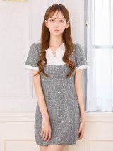 送料無料!レイヤード風ツイードミニワンピース/キャバドレス【XS-XLサイズ/1カラー】【予約商品/10月下旬発送予定】[OF03] 【YN】dzwvIA