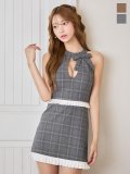 アメスリチェックフリルタイトミニドレス/キャバドレス【XS-Mサイズ/2カラー】[OF03] 【YN】dzwvAG
