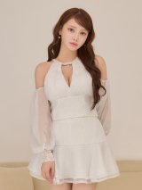 アメスリ/Aライン/チュール/ビジュー/スタッズ/オフショル/2ピース/セットアップ/ミニドレス/キャバドレス【XS-Mサイズ/1カラー】[OF03]【YN】dzwuBF
