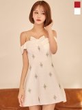 【即日発送】送料無料！ホワイトリボンビジューキャミソールドレス/キャバドレス【XS-Mサイズ/2カラー】[OF03]【YN】dzcvBF