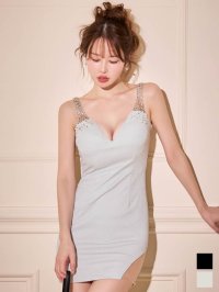 再入荷!【送料無料】ショルダービジューラメストレッチミニドレス/キャバドレス【XS-Mサイズ/2カラー】[OF03] 【YN】dzwvCA