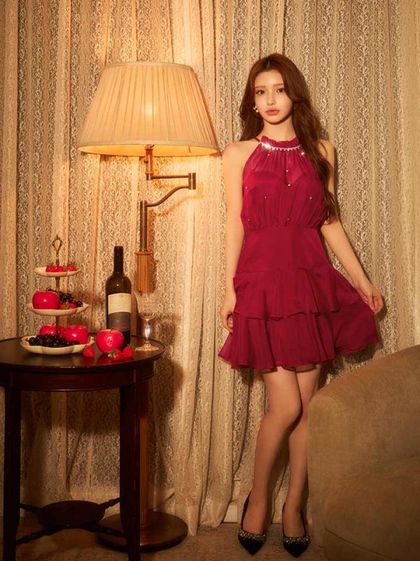 ワインレッド モデル：ももか　身長：156cm　着用サイズ：Sサイズ