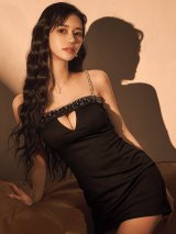 フロントカットアウトビジューキャミタイトミニドレス/キャバドレス【XS-Mサイズ/1カラー】[OF03]【YN】dzwvCA