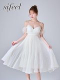 【即日発送】送料無料!【sifeel/シフィール】シフォンフレアプリーツミディアムワンピース/キャバドレス【XS-Lサイズ/1カラー】[OF03]【YN】dzwvLD
