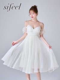 【即日発送】送料無料!【sifeel/シフィール】シフォンフレアプリーツミディアムワンピース/キャバドレス【XS-Lサイズ/1カラー】[OF03]【YN】dzwvLD