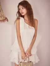 リボンワンショルスタッズシフォンミニドレス/キャバドレス【S-Mサイズ/1カラー】[OF03]【YN】dzwvBF