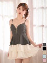 送料無料！【即日発送】フロントジップ/キャミソール/２段フリル/ティアード/ミニドレス/キャバドレス【XS-Mサイズ/5カラー】[OF03]【YN】dzjv【一部予約商品/9月中旬発送予定】