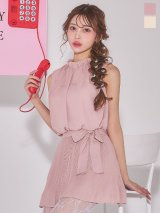 ウエストリボンシフォンプリーツセットアップドレス/キャバドレス【XS-Mサイズ/2カラー】[OF03]【YN】dzqvBF