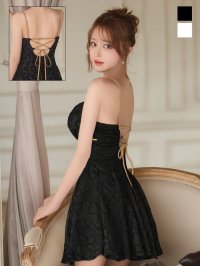 バックレースアップリボンフレアミニドレス/キャバドレス【XS-Mサイズ/2カラー】[OF03]【YN】dzjvBF