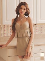 送料無料!アメスリ/リボン/キャミソール/タイト/無地/スーツ生地/ペプラム/プリーツ/ミニドレス/キャバドレス【S-Mサイズ/2カラー】【予約商品/4月上旬発送予定】[OF03] 【YN】dzmvAG