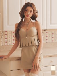 送料無料!アメスリ/リボン/キャミソール/タイト/無地/スーツ生地/ペプラム/プリーツ/ミニドレス/キャバドレス【S-Mサイズ/2カラー】【予約商品/4月上旬発送予定】[OF03] 【YN】dzmvAG