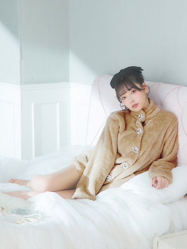 画像9: 【SALE】【ルームウェア】もこもこ/ パールボタン/ ハイネック/ 長袖/ ポケット付き/ パンツ/ セットアップ/ ルームウエア[HC02]