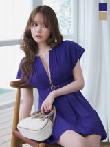 ショートスリーブ/ギャザー/ジップ/谷間見せ/ベルト/プリーツスカート/トレンチ生地/ミニドレス/キャバドレス【S-Mサイズ/2カラー】[OF03] 【YN】dzwsAG