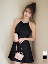 送料無料！アメスリ/ノースリーブ/ビジュー/シフォン/フリル/スーツ生地/プリーツスカート/Aライン/ミニドレス/キャバドレス【XS-Lサイズ/3カラー】[OF03]【YN】dzwuBF