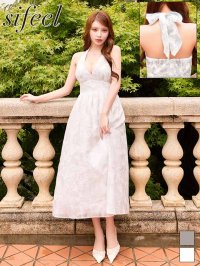 送料無料！【sifeel/シフィール】ホルターネック/花柄/レース/谷間見せ/シアー/フレアスカート/ワンピースドレス/キャバドレス【S-Mサイズ/2カラー】[OF03]【YN】dzwv
