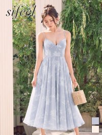 送料無料！【sifeel/シフィール】花柄/シフォン/キャミソール/フレア/谷間見せ/ロング/ワンピース/キャバドレス【XS-Mサイズ/2カラー】【一部予約商品/7月上旬発送予定】[OF03]【YN】dzwvLD