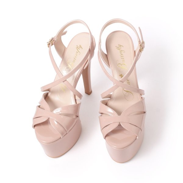 画像5: 【COMEX】 1color/ 15cmヒール/ クロスストラップ/ 厚底/ エナメル/ ハイヒール/ サンダル[OF02]