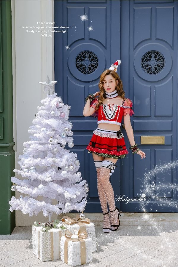 画像8: 【即日発送】【クリスマスコスプレ7点セット】【Malymoon/マリームーン】パフスリーブサンタクロース[OF03]