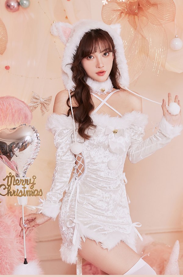 画像6: 【即日発送】【クリスマスコスプレ5点セット】【Malymoon/マリームーン】ホワイトキャットサンタ【フリーサイズ/1カラー】[OF03]