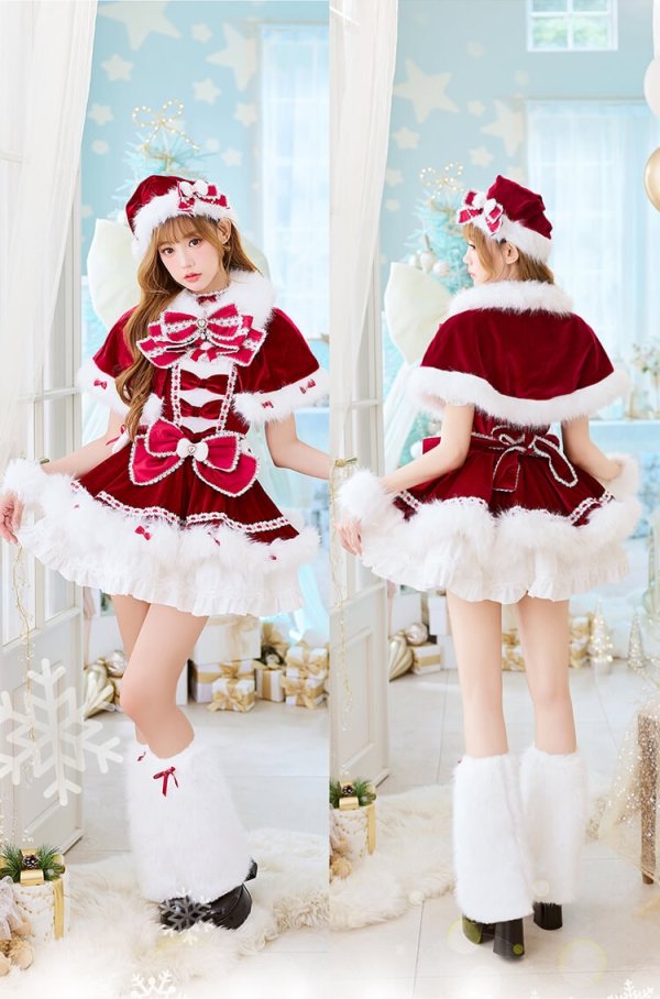画像8: 【クリスマスコスプレ8点セット】【Malymoon/マリームーン】リボンケープドーリーサンタコスプレ【2サイズ/1カラー】【予約/12月上旬発送予定】[HC03]