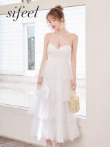 【sifeel/シフィール】ホルターネック/シアー/ビジュー/ラメ/チュール/ティアードスカート/谷間見せ/ワンピース/ロングドレス/キャバドレス【S-Mサイズ/1カラー】[OF03]【YN】dzjLD【予約商品/7月中旬発送予定】