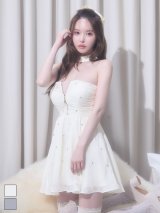 ベアトップ/キャミソール/ビジュー/チョーカー/フロントジップ/シフォン/フレア/Aライン/ミニドレス/キャバドレス【S-Mサイズ/2カラー】[OF03]【YN】dzqvBF【予約商品/7月中旬発送予定】