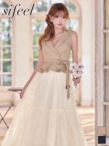 【sifeel/シフィール】トレンチ風 /襟付き /紐ベルト/シフォン/フレアー/ノースリーブ/谷間見せ/ワンピースドレス/キャバドレス【S-Mサイズ/2カラー】[OF03]【OZ】YNdzwvLD