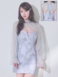送料無料！3WAY/2ピース/ロングスリーブ/シアー/ボレロ/刺繍レース/花柄/キャミソール/タイト/ミニドレス/キャバドレス【XS-Mサイズ/1カラー】[OF03]【YN】dzjsAGO