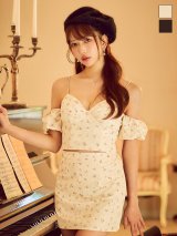 送料無料！小花柄/パフスリーブ/オフショル/セットアップ/ミニドレス/キャバドレス【XS-Mサイズ/2カラー】[OF03]【YN】dzjvAGY【予約商品/8月上旬発送予定】