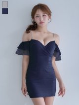 送料無料！オフショル/フリル袖/シアー/シフォン生地/ラメ/無地/タイト/ミニドレス/キャバドレス【S-Mサイズ/2カラー】[OF03]【YN】dzjgCAS【予約商品/8月下旬発送予定】