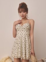 送料無料！小花柄/シフォン/ドレープ/キャミソール/谷間見せ/背中見せ/フレア/ミニドレス/キャバドレス【S-Mサイズ/1カラー】【予約商品/10月下旬発送予定】[OF03]まみ着用【YN】dzwBF