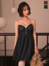 送料無料！花柄/キャミソール/フロントジップ/谷間見せ/チュール/レイヤード/フレア/Aライン/ミニドレス/キャバドレス【XS-Mサイズ/2カラー】【予約商品/10月下旬発送予定】[OF03]天海りこ着用【YN】dzmvBF