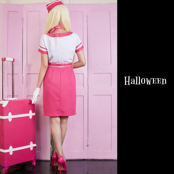 画像6: 【アウトレット】【ハロウィン】ピンクCAコスプレセット【S-XLサイズ/1カラー】[HC03]